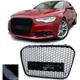 Honingraat grill - Audi A6 C7 4G 10-14 - Badgeloos - Zwart glans