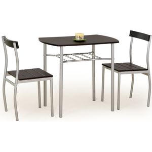 LANCE - eettafel set - tafel - 2 stoelen - MDF plaat - wengé