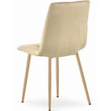 Compacte Eetstoelen Set - Beige Velours - Ideaal voor Kleine Ruimtes