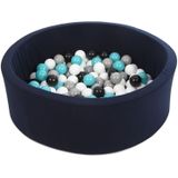 Ballenbak - 150 ballen - marine - rond ballenbad - 90x30 cm - zwarte, witte, grijze, turquoise ballen