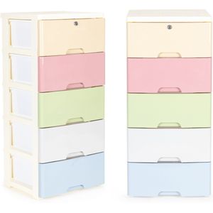 Ladeblok - 84,5x32,5x31cm - 5 lades - pastel kleuren