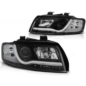 Koplampen met parkeerlicht voor Audi A4 10 00-10 04 LED TUBE LIGHTS ZWART