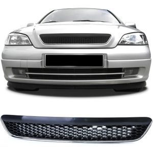 Grille - voorgrille - Opel Astra G, sedan/coupé/caravan/cabrio 1997-2004 - zwart glans chroom