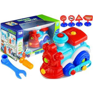 Educatieve speelgoed trein - inclusief schroevendraaier moersleutel en bouwbord