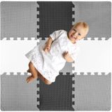 Speelmat Baby - Foam - 118x118cm - Zwart Wit Grijs