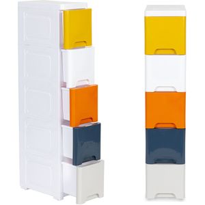 Ladeblok - 83x32x18 cm - 5 lades - wit, geel, blauw, oranje
