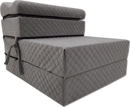 Luxe logeermatras met hoofdkussen- grijs - matras - zitbank - - 200x70x15 cm kopen? Vergelijk de beste prijs op beslist.nl