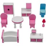 Houten poppenhuis Bianca - 70x62x27cm - met meubels - roze