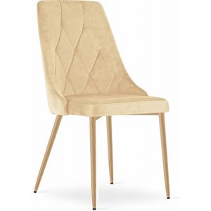 Velvet eetkamerstoel - set van 4 - beige - 88x49,5x55,5 cm