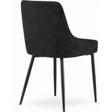 MONZA velvet eetkamerstoel - set van 4 eettafel stoelen - zwart