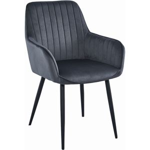 Velvet eetkamerstoel - zwart - 83,5 x 55 x 47 cm - max. belasting 120 kg