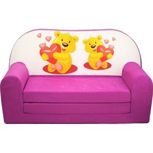 Kinder slaapbank - sofa - roze - logeermatras - 85 x 60 - beertjes
