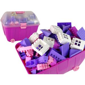 Bouwblokken - K2-blokken - 180 delig - met roze kist