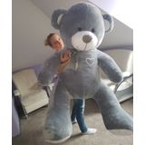 Gigantische grote teddybeer zachte knuffel - 105 x 85 cm - grijs