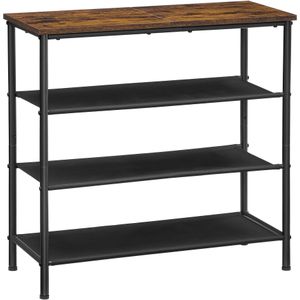 Vintage Look Schoenenkast - Industriële Stijl - Metaal & Hout - Bruin