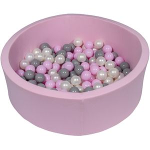 Roze ballenbak 90 cm met 150 ballen parelmoer, licht paars & grijs