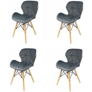Eetkamer stoelen set van 4 velours grijs Scandinavisch design