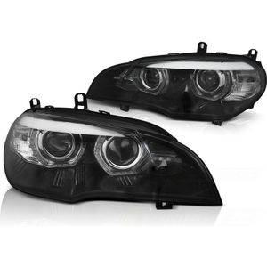 Koplampen Xenon BMW X5 E70 07-13 ANGEL EYES LED DRL ZWART AFS