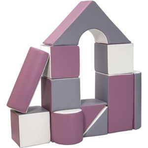 Grote schuimen bouwblokken - 11 stuks - gekleurd - wit, grijs, paars