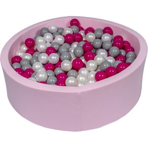 Roze ballenbak 90 cm met 450 ballen parelmoer, paars & grijs