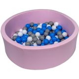 Roze ballenbak 90 cm met 150 ballen wit, blauw & grijs