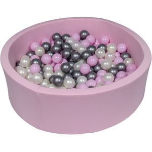 Roze ballenbak 90 cm met 300 ballen parelmoer, licht paars & zilver