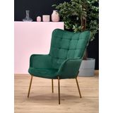 CASTEL - fauteuil - stof - 71x97x79 cm - groen goud