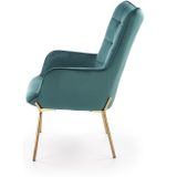 CASTEL - fauteuil - stof - 71x97x79 cm - groen goud