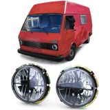 Koplampen voor VW LT 28/35/40/45 04/1975-1985 - H4 - met kruispatroon - zwart/smoke