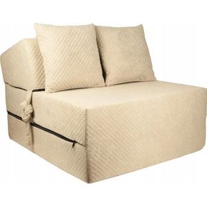 Luxe logeermatras - beige - camping matras - reismatras - opvouwbaar matras - 200 x 70 x 15 - met kussens
