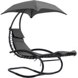 Schommelstoel tuin - ligstoel tuin - met parasol - antraciet