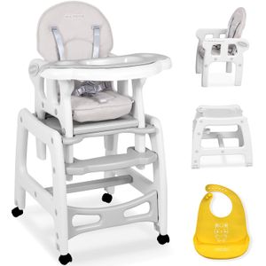 Kinder Eetstoel 3in1 verstelbaar - Wit/Grijs - Kinderstoel