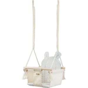 Schommelstoel baby - houten frame - 100% katoen - tot 20kg
