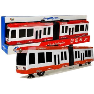 Speelgoed tram - frictie aangedreven - rood met wit - 47x7x8,5 cm