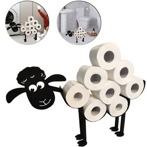 Toiletrolhouder - 53,5x12x32,5cm - Schapenpatroon - Zwart