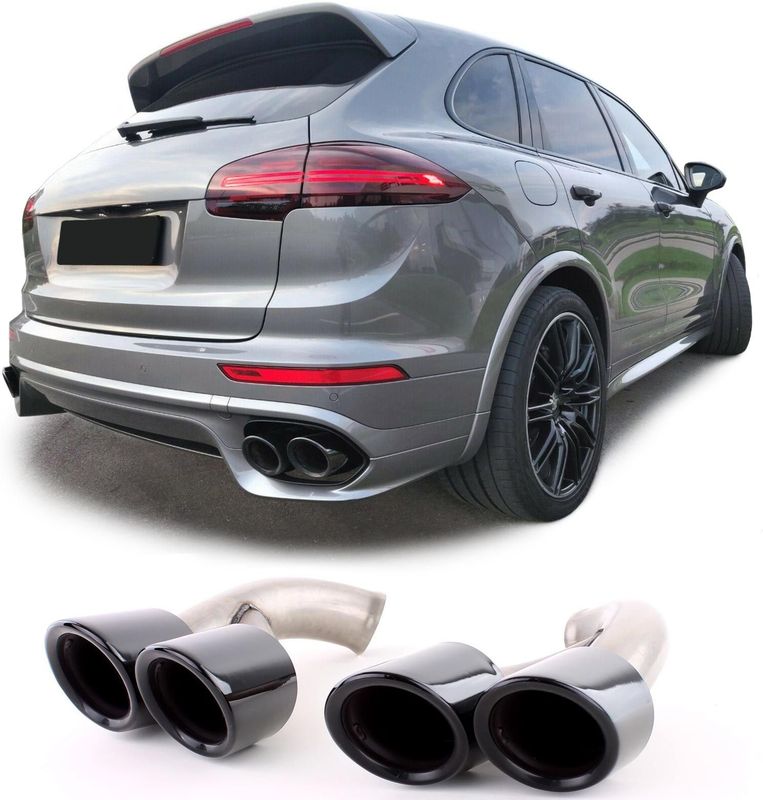 Uitlaatpijp - Porsche Cayenne 92A 2014-2017 - RVS - zwart