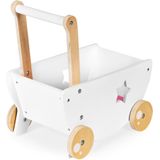 Houten poppenwagen - 40x26x42 cm - met deken - wit