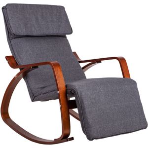 Relaxfauteuil schommelstoel - 97x70x70 cm - houten armsteunen