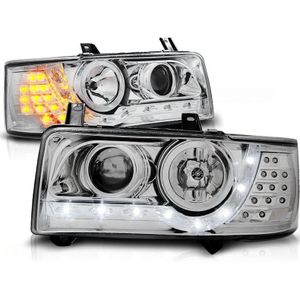 Koplampen met parkeerlicht voor VW T4 90-03 03 TRANSPORTER CHROOM LED INDICATION