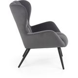 TYRION - fauteuil - stof - hout - 75x91x86 cm - grijs