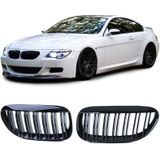 Autogrille - BMW 6 Serie E63 E64 - Dubbele stang - Zwart glanzend