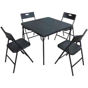 Complete Outdoor Eetset - Inklapbaar - 4 Persoons Koffer - Metalen Tafel en Stoelen