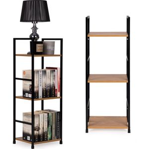 Boekenrek - 3 planken - 80x29x23.5 cm - MDF + metaal