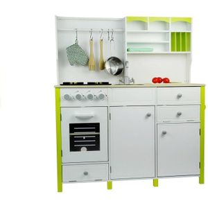 Houten Keuken met Oven en Accessoires Groen-Wit