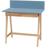 Luka zachtblauw bureau met essenhouten poten - 85 cm breed met 2 lades