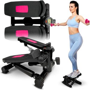 Stepper - zwart/roze - 100 kg belasting - 32 x 30 x 35 cm