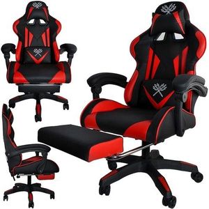 Gamestoel - gaming stoel - voetensteun - rood zwart