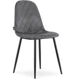 Velvet eetkamerstoel ASTI - set van 2 eettafel stoelen - grijs