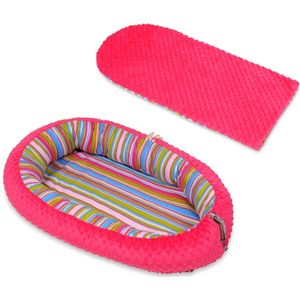 Babynest - baby nestje - 0-8 maanden - 82x54cm - strepen 1e versie – roze