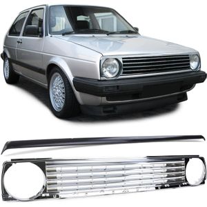 Radiateurgrill - VW Golf 2 83-91 - Badgeloos, CHROOM, grillspoiler - 63x45x8cm